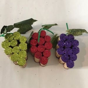 Wine Cork Grape Cluster Ornaments (set of 3)